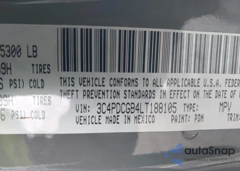 2020 Dodge Journey Crossroad from USA, damaged, VIN 3C4PDCGB4LT188105